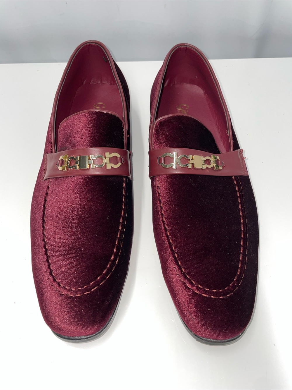 GIOVANNI MENS BURGUNDY VELVET LOAFERS FTL-08-162